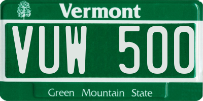 VT license plate VUW500