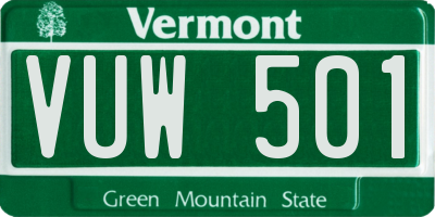 VT license plate VUW501