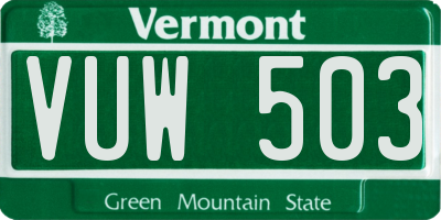 VT license plate VUW503