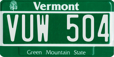 VT license plate VUW504