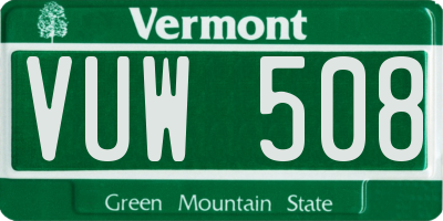 VT license plate VUW508