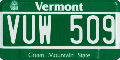 VT license plate VUW509