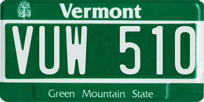 VT license plate VUW510