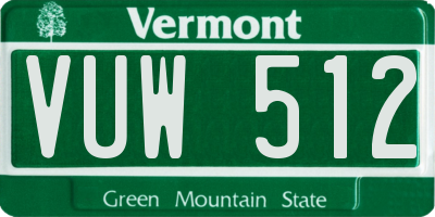 VT license plate VUW512
