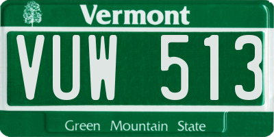 VT license plate VUW513