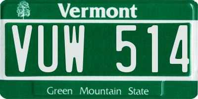 VT license plate VUW514