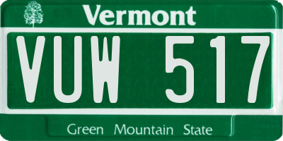 VT license plate VUW517