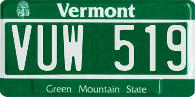 VT license plate VUW519