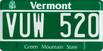 VT license plate VUW520