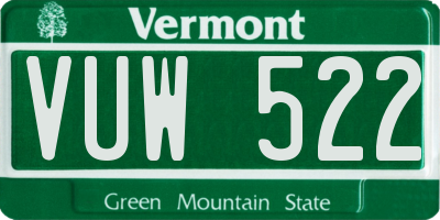 VT license plate VUW522