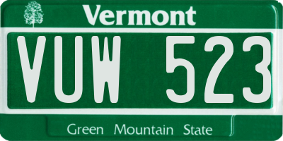VT license plate VUW523