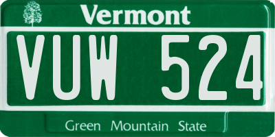 VT license plate VUW524