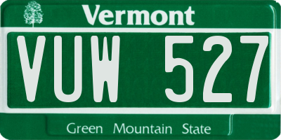 VT license plate VUW527