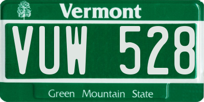 VT license plate VUW528