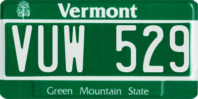 VT license plate VUW529