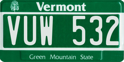 VT license plate VUW532