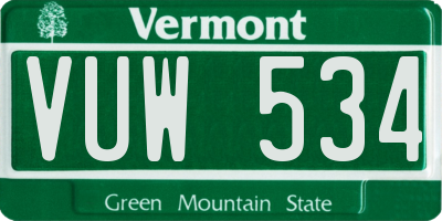 VT license plate VUW534