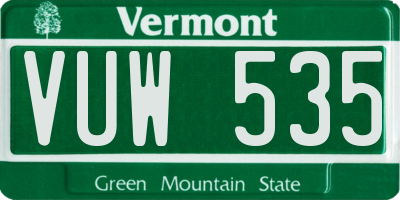 VT license plate VUW535