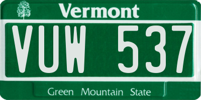 VT license plate VUW537