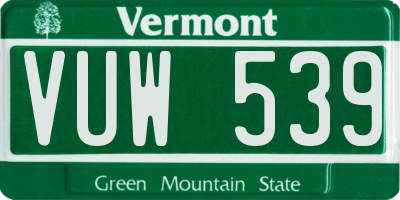 VT license plate VUW539