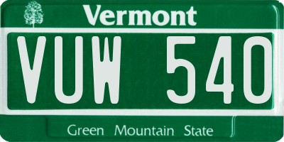 VT license plate VUW540