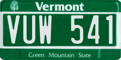 VT license plate VUW541