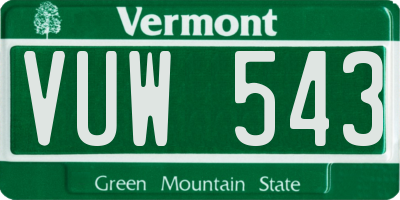 VT license plate VUW543