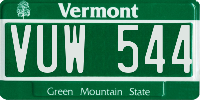 VT license plate VUW544