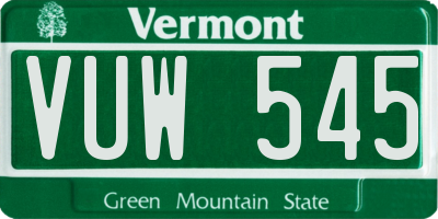 VT license plate VUW545