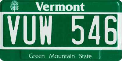 VT license plate VUW546
