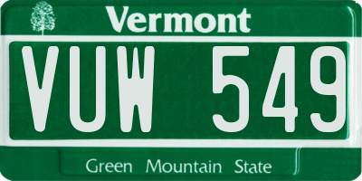 VT license plate VUW549