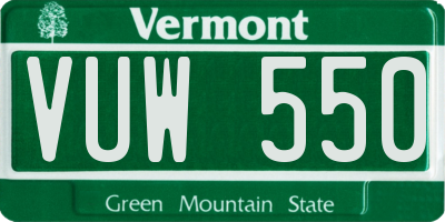 VT license plate VUW550