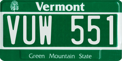 VT license plate VUW551