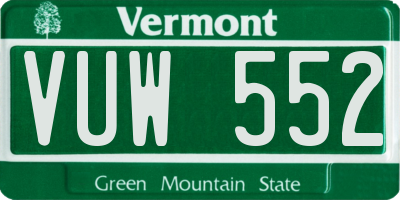 VT license plate VUW552
