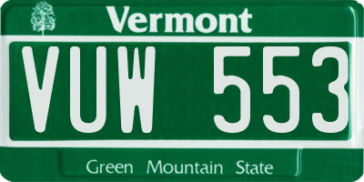 VT license plate VUW553