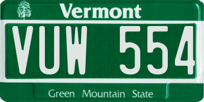 VT license plate VUW554