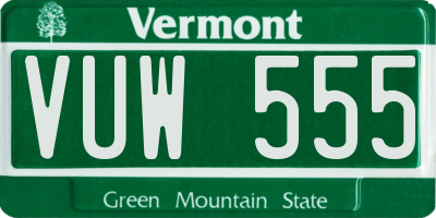 VT license plate VUW555