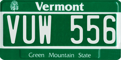 VT license plate VUW556