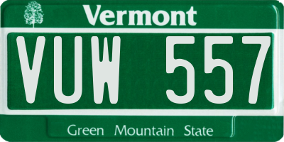 VT license plate VUW557