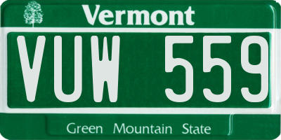 VT license plate VUW559