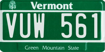 VT license plate VUW561