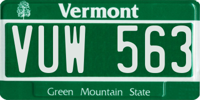 VT license plate VUW563