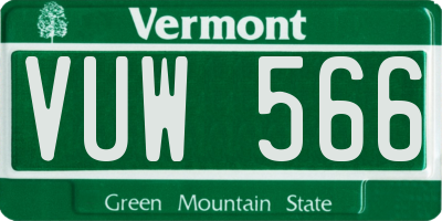 VT license plate VUW566