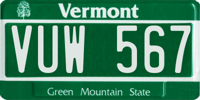 VT license plate VUW567