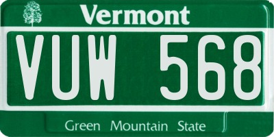 VT license plate VUW568