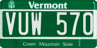 VT license plate VUW570