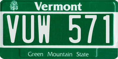 VT license plate VUW571