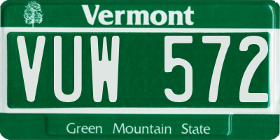 VT license plate VUW572