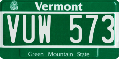 VT license plate VUW573