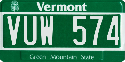 VT license plate VUW574